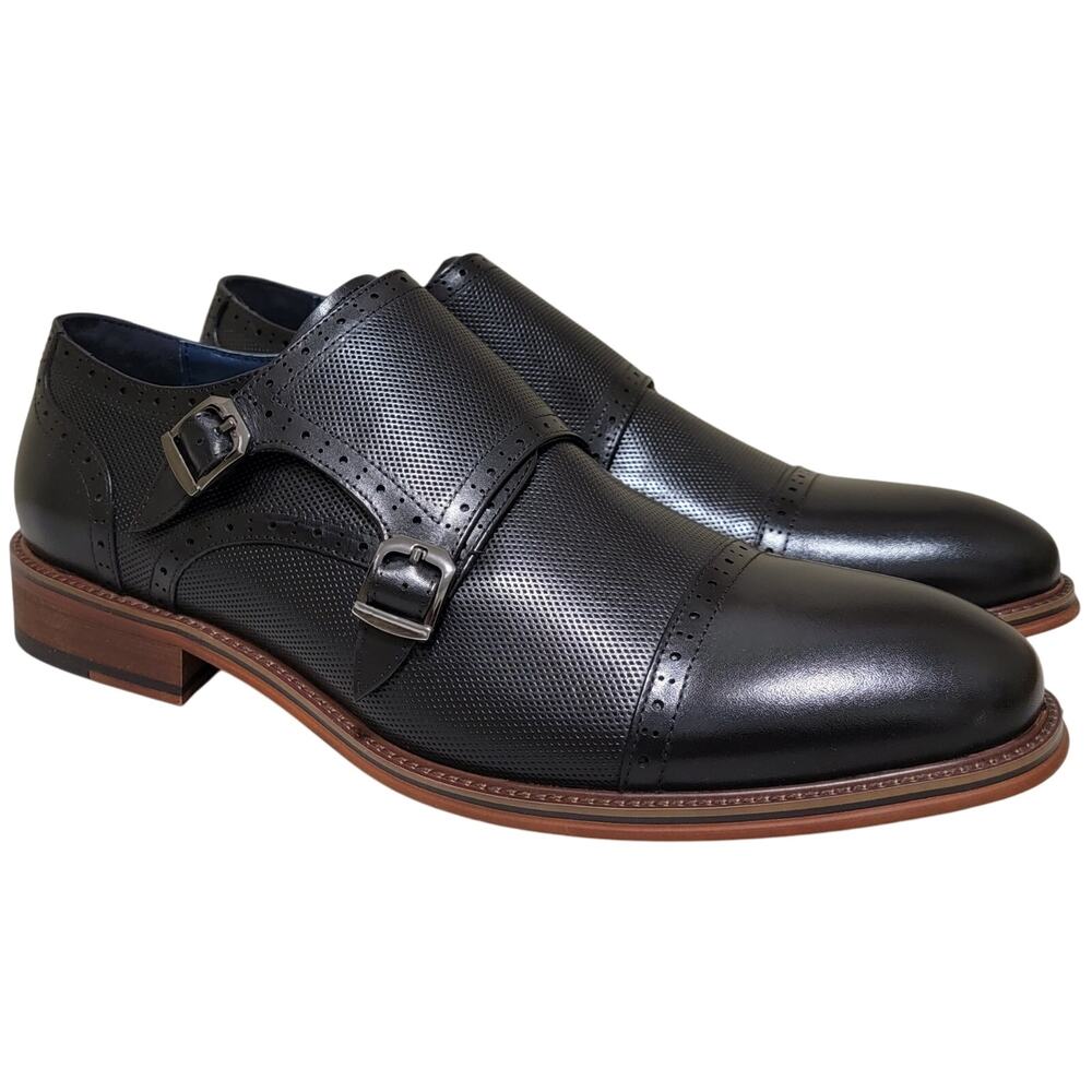 Vintage Foundry Men Morgan Monk Strap Dress Loafers Size US 9.5M Black Leather